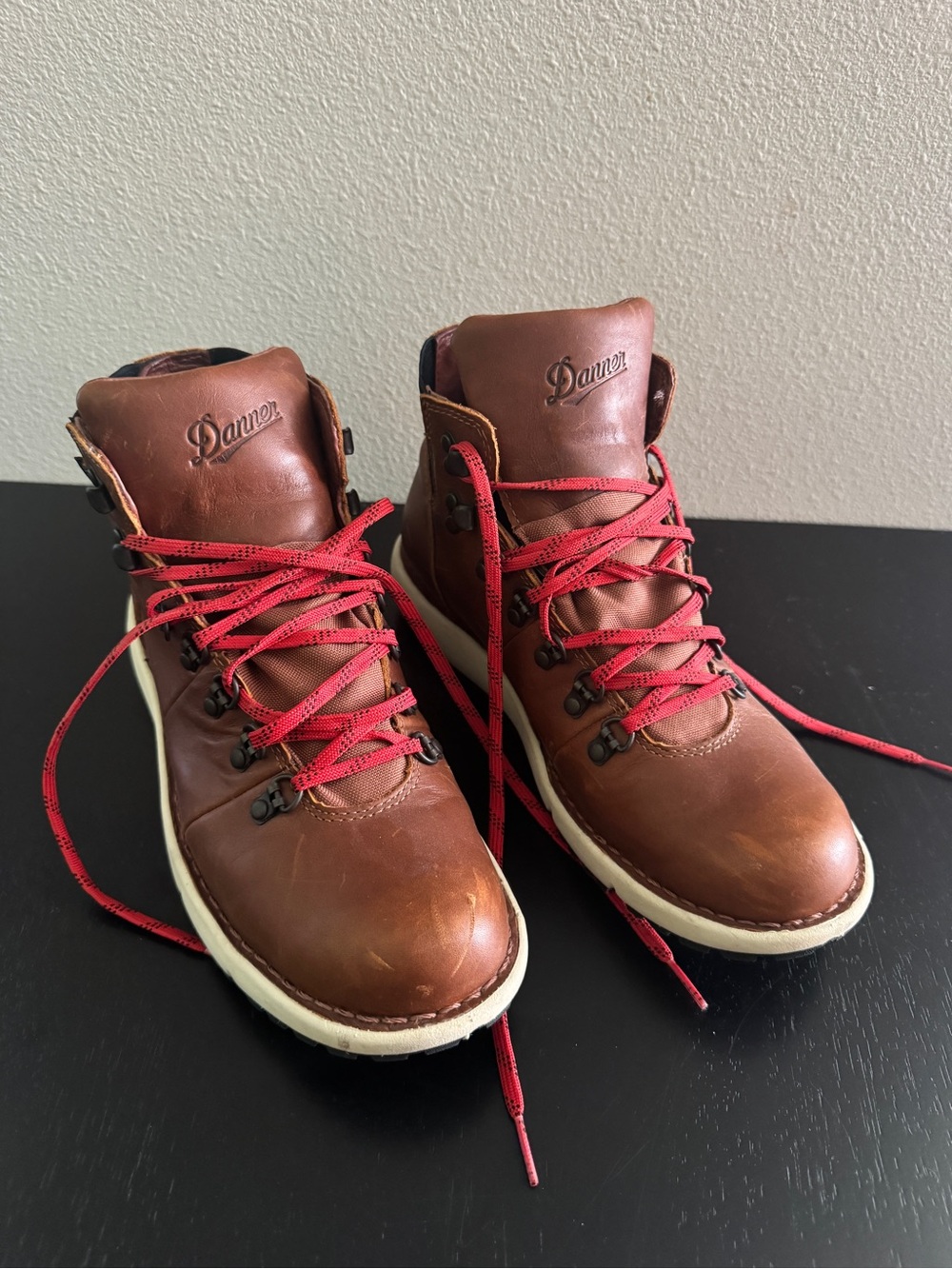 DannerBrown Leather Hiking Boots with Red Laces